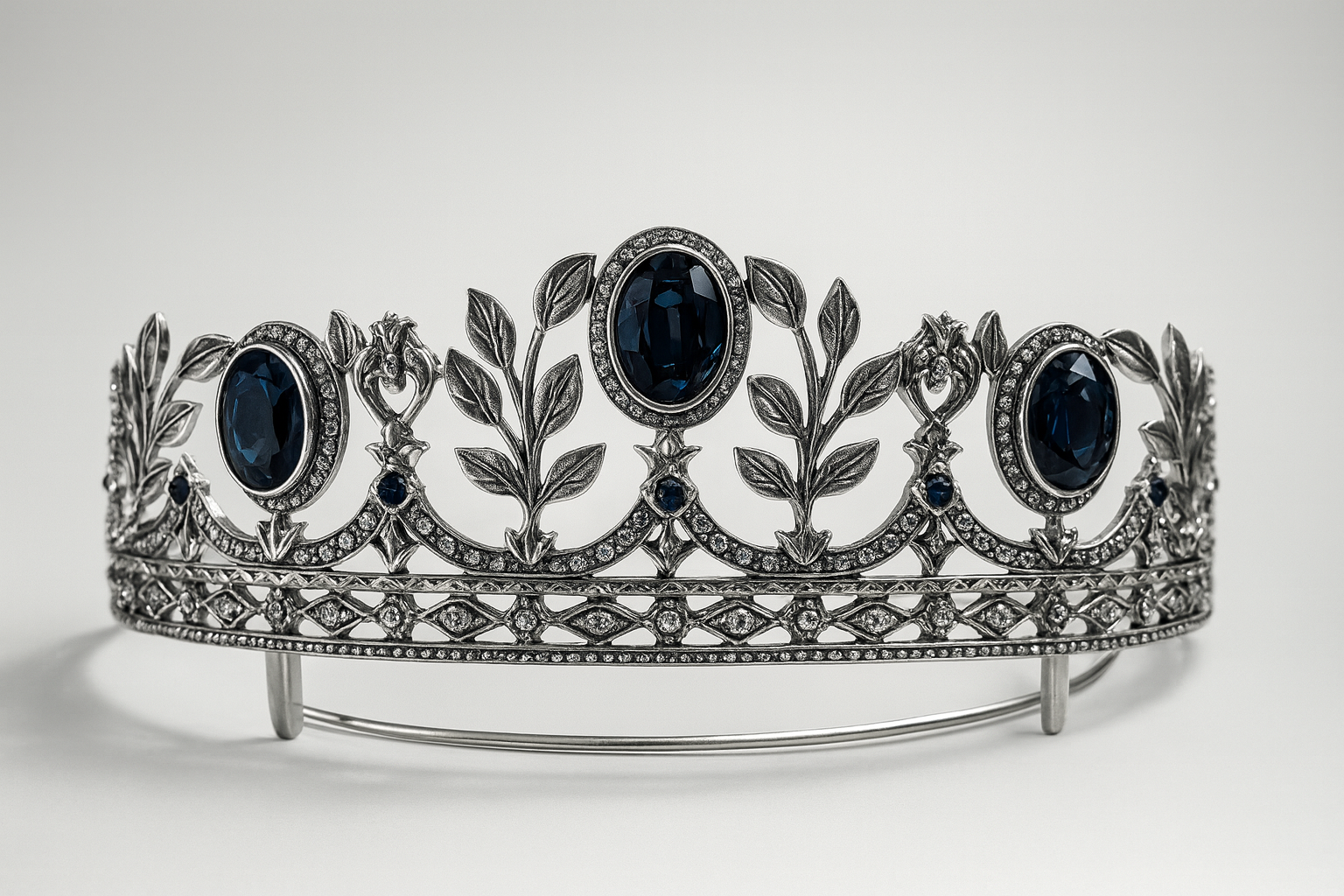 Tiara Rusia Azul Zafiro  /  Plata de Ley  /  Made with Swarovski Elements ®